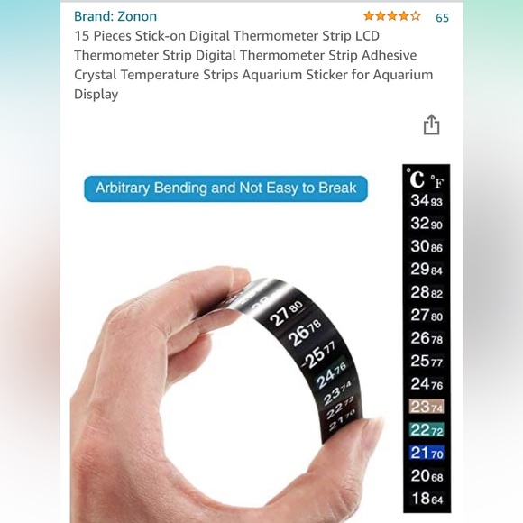 Zonon 15 Pieces stick-on Digital LCD Thermometer Adhesive Strip for Fish Tank - Picture 8 of 9